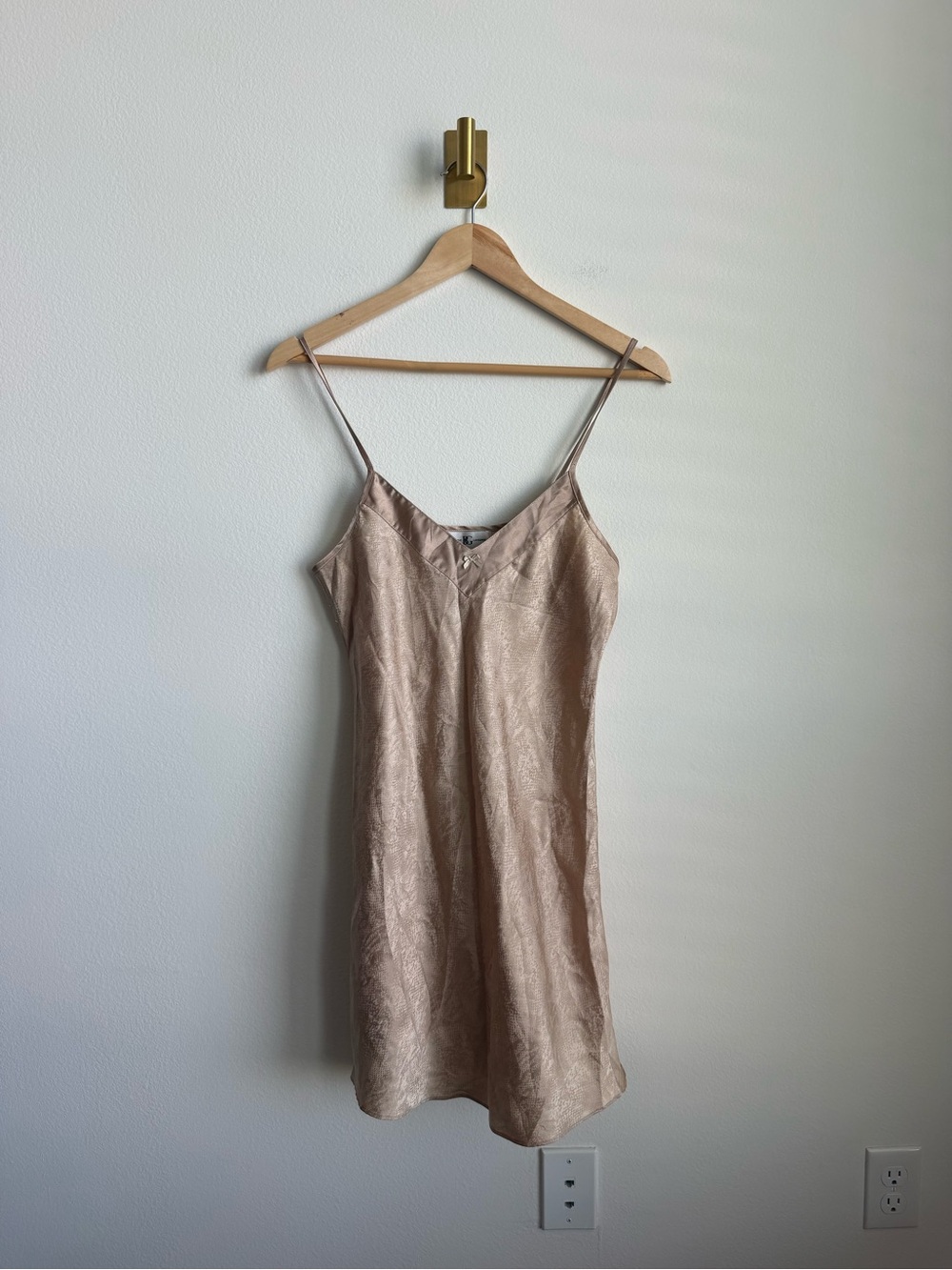 Vintage BG Lingerie Champagne Satin Snake Print Slip Dress Nightgown OS - Picture 2 of 9